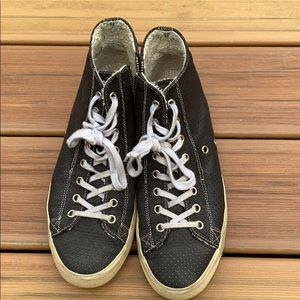 Leather high top sneakers